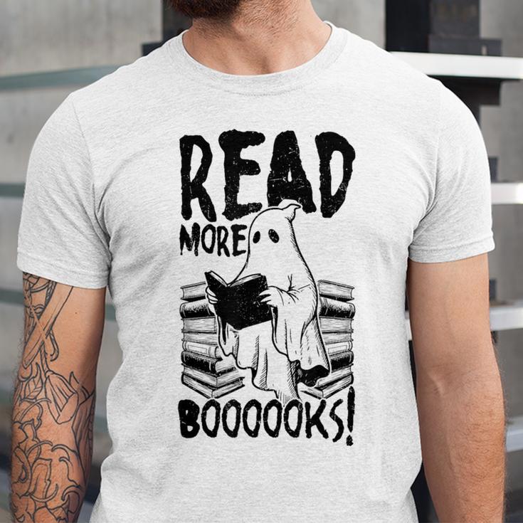 Read More Books Ghost Halloween Reading Teacher Literacy Unisex Jersey T-Shirt