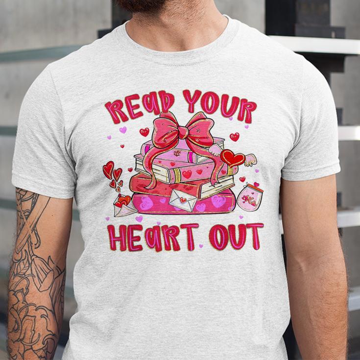 Read Your Heart Out Teacher Valentine Reading Book Lover Unisex Jersey T-Shirt