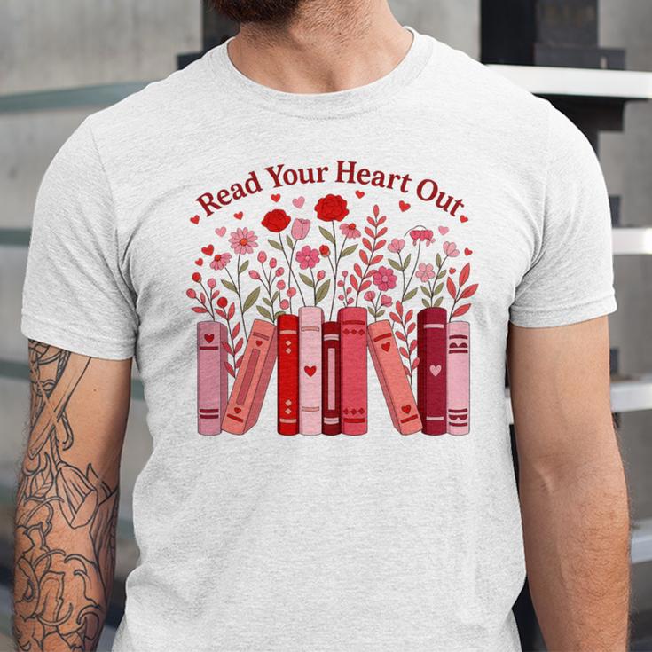 Read Your Heart Out Teacher Valentines Day Reading Book Unisex Jersey T-Shirt Read Your Heart Out Teacher Valentines Day Reading Book Unisex Jersey T-Shirt