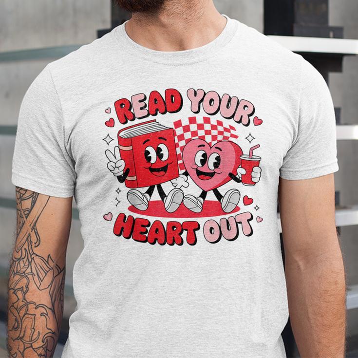 Read Your Heart Out Valentine's Day Retro Teacher Bookish Unisex Jersey T-Shirt Read Your Heart Out Valentine's Day Retro Teacher Bookish Unisex Jersey T-Shirt
