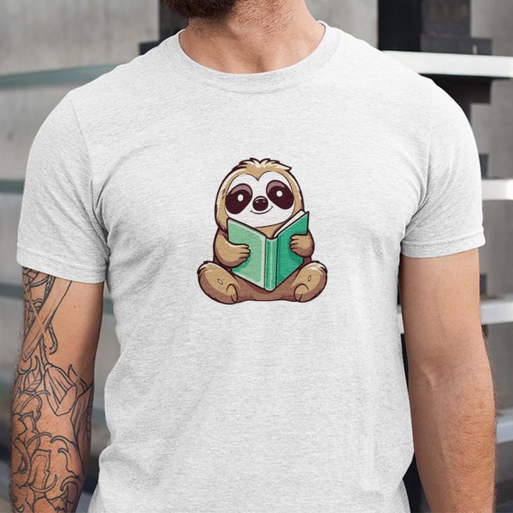 I Read Past My Bedtime Reading Sloth Book Lover Unisex Jersey T-Shirt