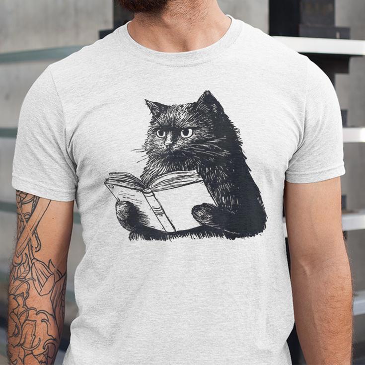 Reading Cat Cat Book Lover Unisex Jersey T-Shirt