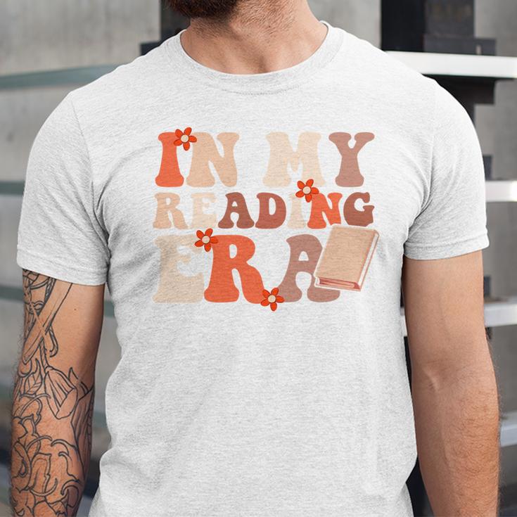 In My Reading Era Groovy Book Lovers Library Reading Women Unisex Jersey T-Shirt