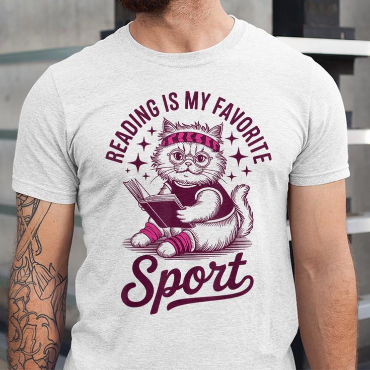 Reading Is My Favorite Sport Cat And Book Lover Women Unisex Jersey T-Shirt Reading Is My Favorite Sport Cat And Book Lover Women Unisex Jersey T-Shirt