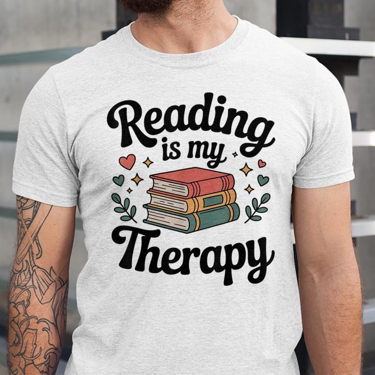 Reading Is My Therapy Book Lover Bookworm Unisex Jersey T-Shirt