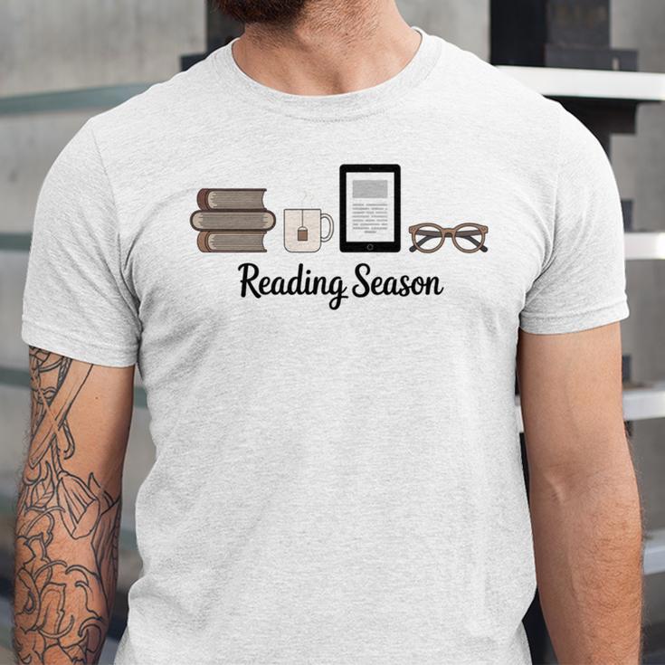 Reading Season Book Lover Librarian Cozy Bookworm Unisex Jersey T-Shirt Reading Season Book Lover Librarian Cozy Bookworm Unisex Jersey T-Shirt