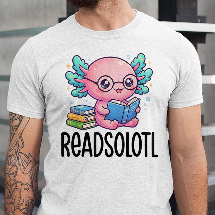 Readsolotl Cute Axolotl Reading Book Kawaii Pink Aesthetic Unisex Jersey T-Shirt Readsolotl Cute Axolotl Reading Book Kawaii Pink Aesthetic Unisex Jersey T-Shirt