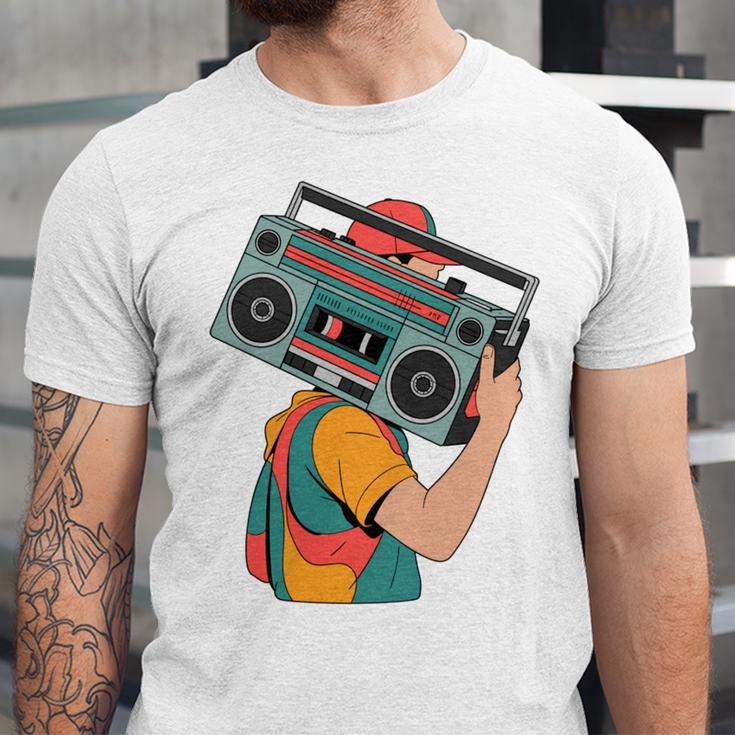 Retro 90s Boombox Nostalgia Party For Music Lovers Men Women Unisex Jersey T-Shirt