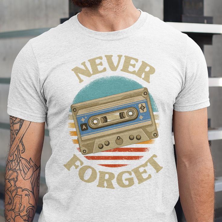 Retro Cassette Never Forget Nostalgia Vintage Unisex Jersey T-Shirt Retro Cassette Never Forget Nostalgia Vintage Unisex Jersey T-Shirt