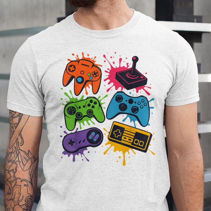Retro Gamer Controller 80s 90s Video Game Arcade Nostalgia Unisex Jersey T-Shirt