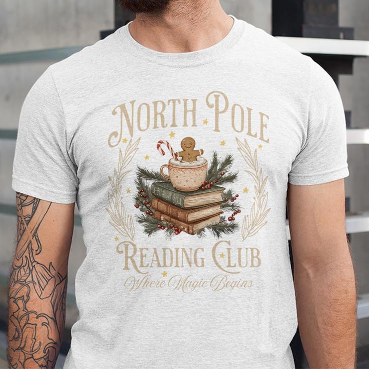 Retro North Pole Reading Club Hot Cocoa Book Lovers Xmas Unisex Jersey T-Shirt Retro North Pole Reading Club Hot Cocoa Book Lovers Xmas Unisex Jersey T-Shirt