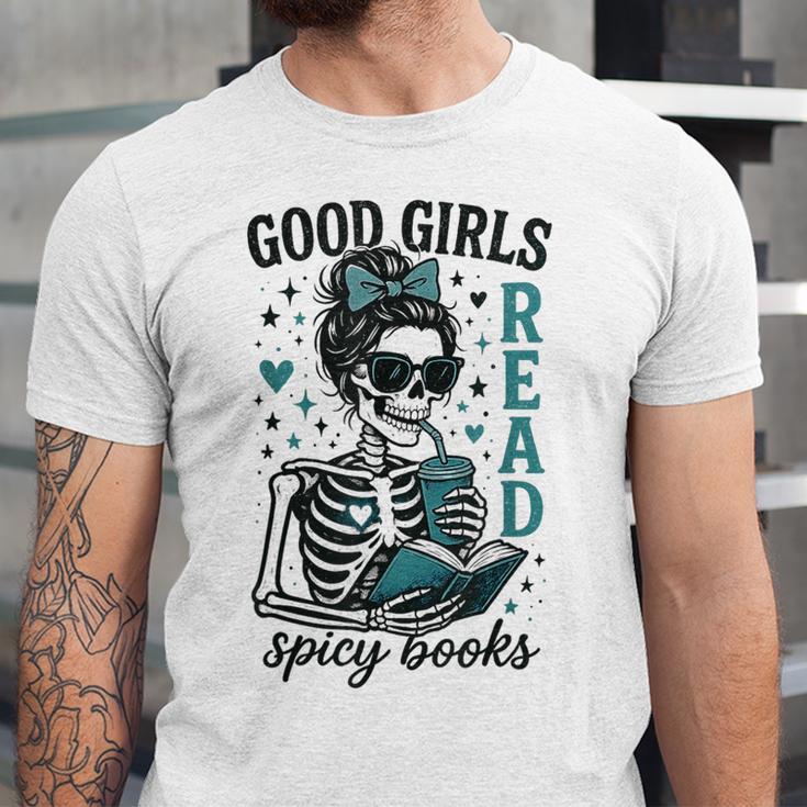 Romance Reader Good Girls Read Spicy Books Halloween Costume Unisex Jersey T-Shirt Romance Reader Good Girls Read Spicy Books Halloween Costume Unisex Jersey T-Shirt