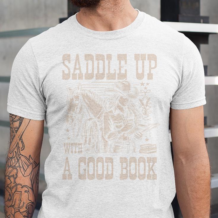 Saddle Up With a Good Book Cowgirl Western Women Vintage Unisex Jersey T-Shirt