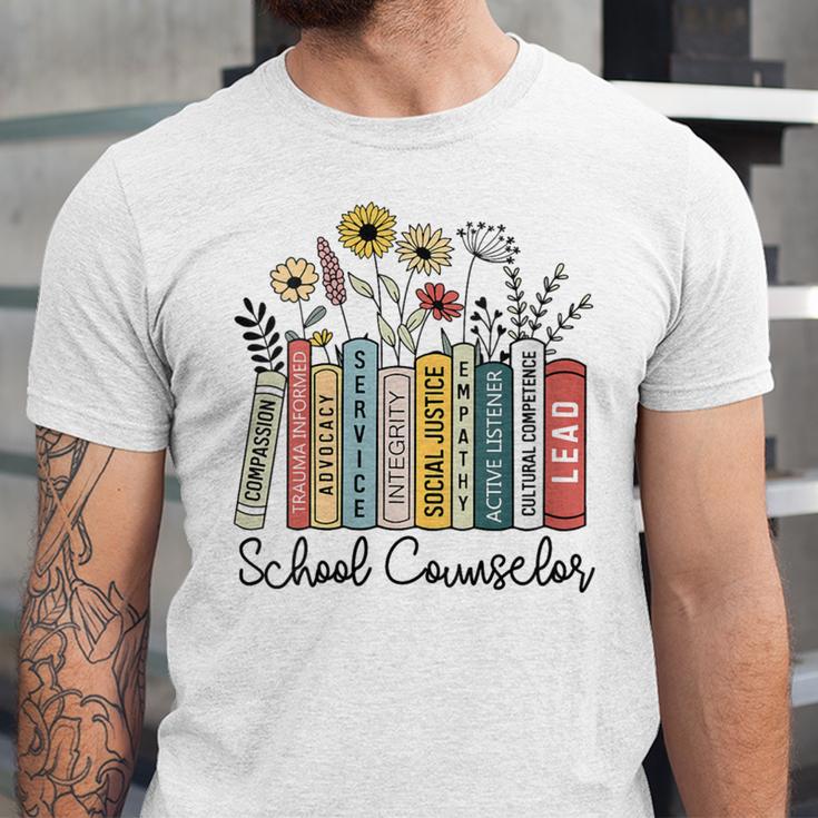 School Counselor Wildflower Book School Counseling Life Unisex Jersey T-Shirt