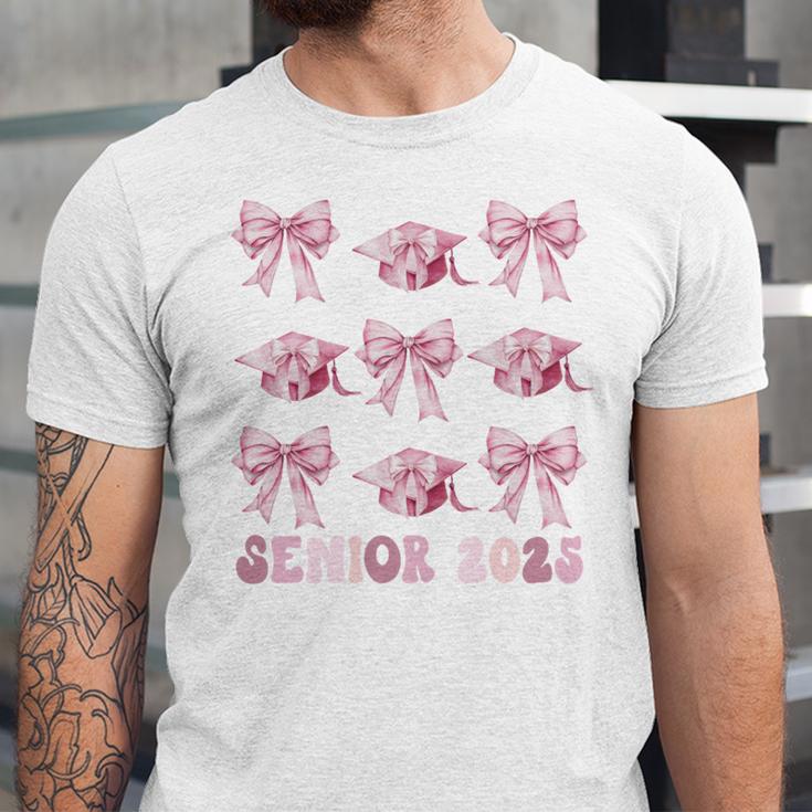 Senior 2025 Coquette Pink Bow Class Of 2025 Graduation Girls Unisex Jersey T-Shirt