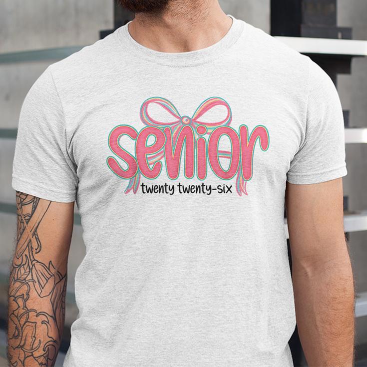 Senior 2026 Coquette Pink Bow Graduation 2026 Class Of 2026 Unisex Jersey T-Shirt