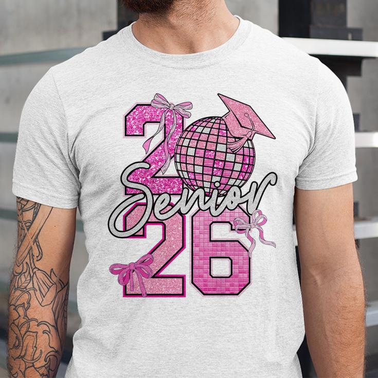 Senior 2026 Graduation Girls Coquette Pink Bow Class Of 2026 Premium Unisex Jersey T-Shirt