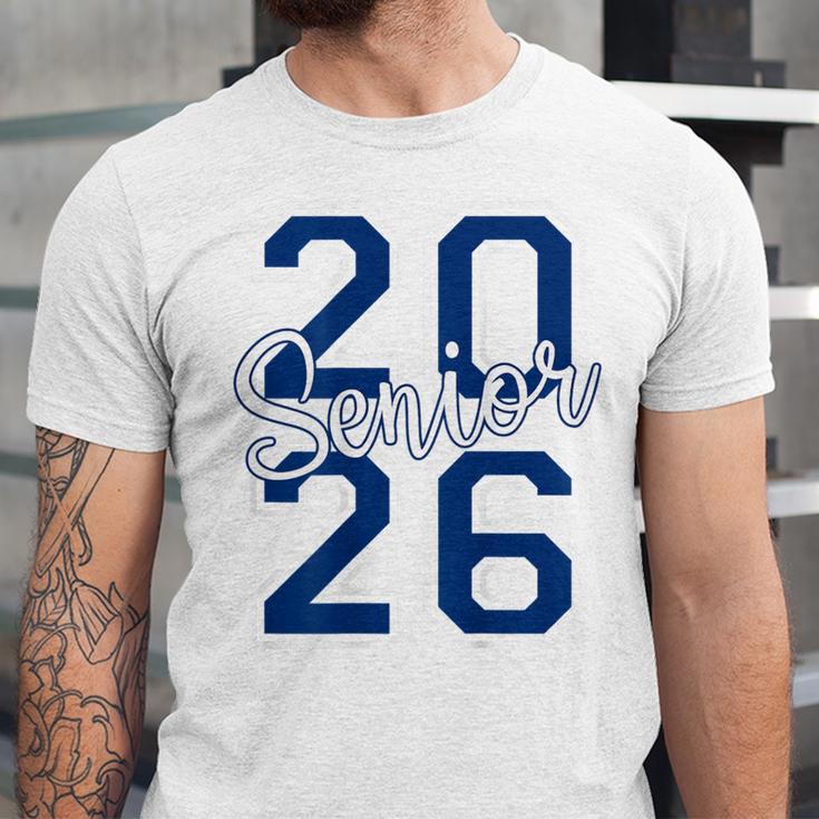 Senior 2026 Graduation Varsity Navy Blue On The Back Unisex Jersey T-Shirt