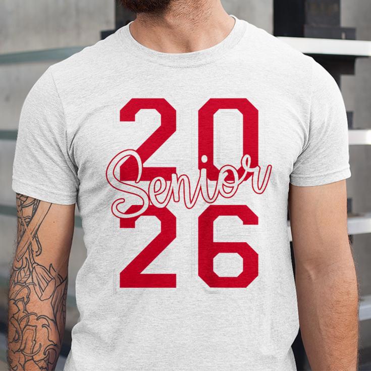 Senior 2026 Graduation Varsity Red Letters On The Back Unisex Jersey T-Shirt