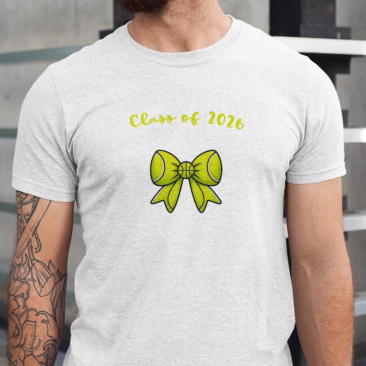 Senior Class Of 2026 Tennis Coquette Bow Graduation Premium Unisex Jersey T-Shirt