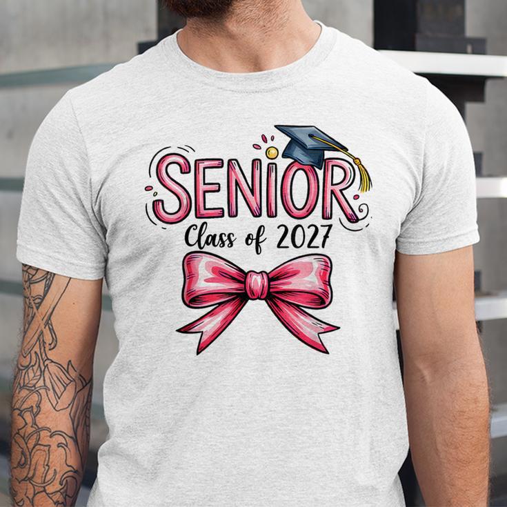 Senior Class Of 2027 Coquette Pink Bow Graduation 2027 Girls Unisex Jersey T-Shirt