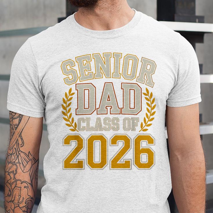Senior Dad Class Of 2026 Purple Yellow Vintage Graduation Unisex Jersey T-Shirt