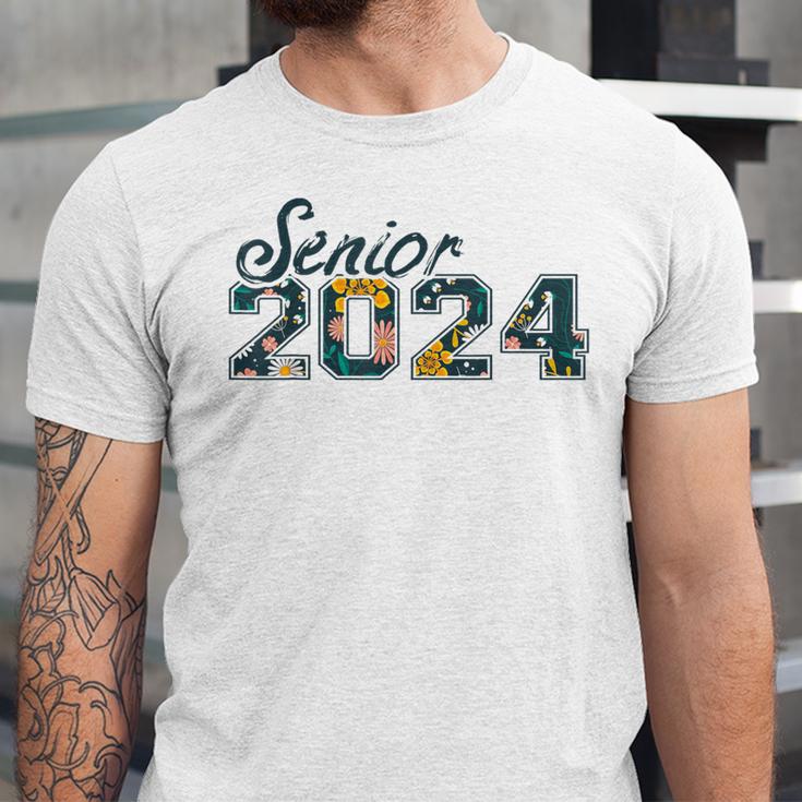 Senior Graduation Class Of 2024 Cute Senior 2024 Flowers Unisex Jersey T-Shirt