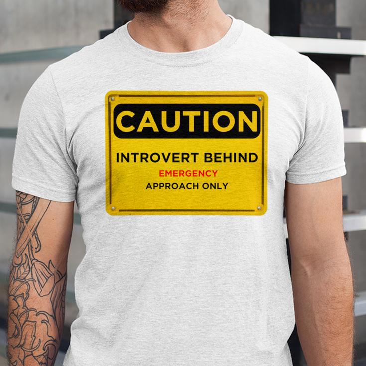 A Simple Yellow Warning Sign For Introvert Unisex Jersey T-Shirt A Simple Yellow Warning Sign For Introvert Unisex Jersey T-Shirt