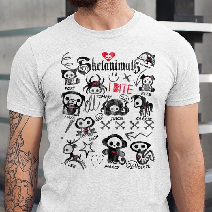 Skelanimals I Bite Vintage Retro Dead Pet Textbook Collage Unisex Jersey T-Shirt