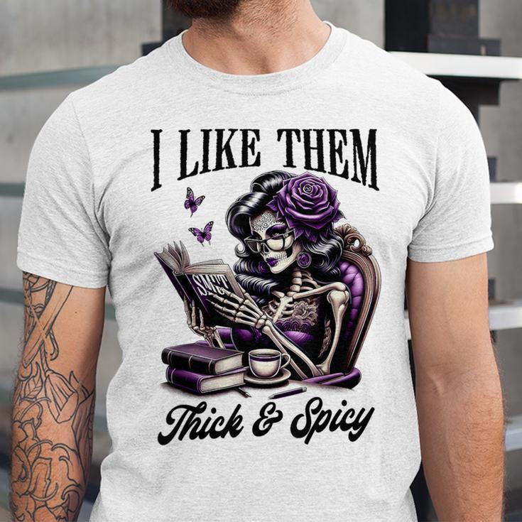Smut Reader Spicy Book Romance I Like Them Thick & Spicy Unisex Jersey T-Shirt