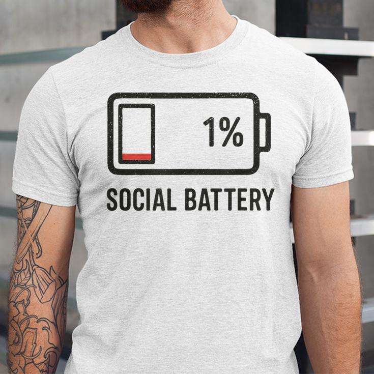 Social Battery 1 Shirt Introvert Anti Social Tee Gif Unisex Jersey T-Shirt