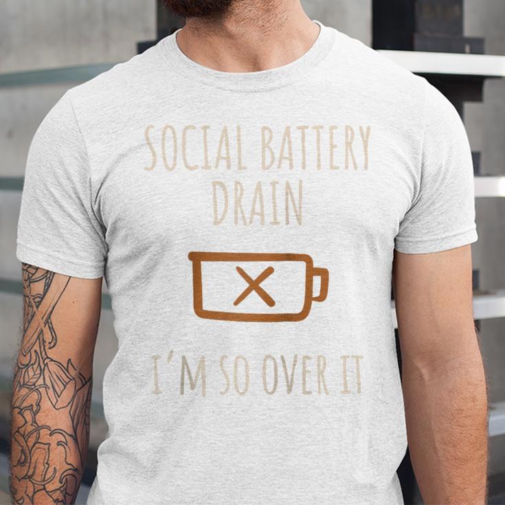 Social Battery Drain I'm So Over It Introvert Homebody Line Raglan Baseball Tee Unisex Jersey T-Shirt