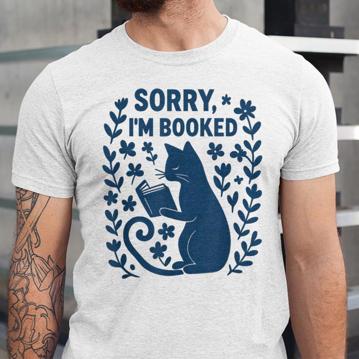 Sorry I'm Booked Cat Reading Book Boho Flowers Vintage Unisex Jersey T-Shirt Sorry I'm Booked Cat Reading Book Boho Flowers Vintage Unisex Jersey T-Shirt