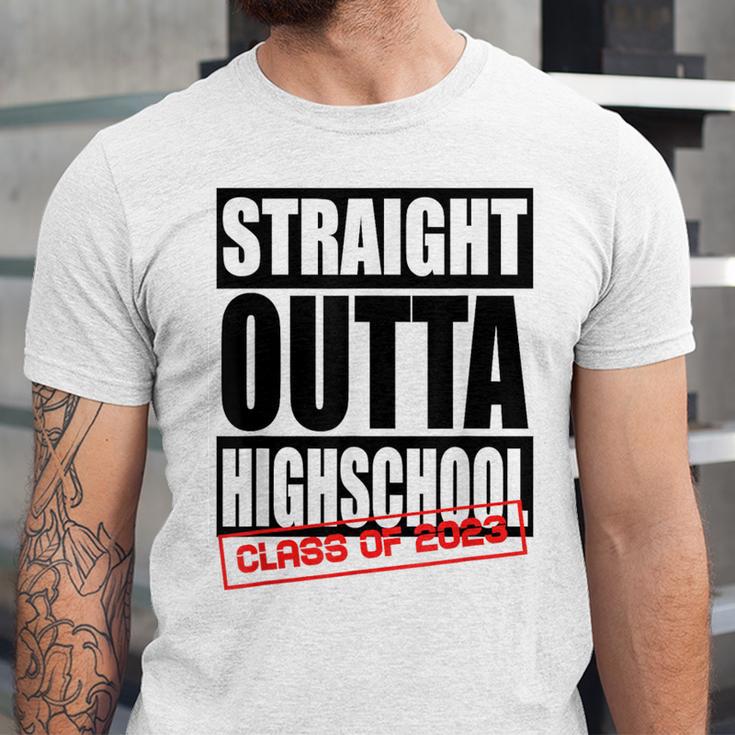 Straight Outta High School Class Of 2023 Graduation Unisex Jersey T-Shirt