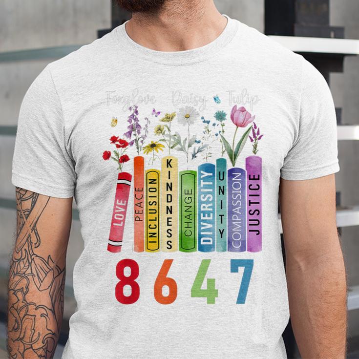 Subtle Floral Foxglove Daisy Tulip Book Lover Unisex Jersey T-Shirt Subtle Floral Foxglove Daisy Tulip Book Lover Unisex Jersey T-Shirt