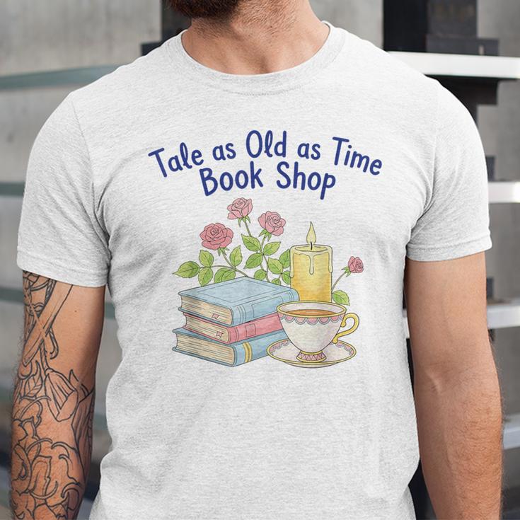 Tale As Old As Time Floral Bookshop Romantic Unisex Jersey T-Shirt