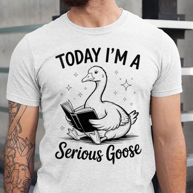 Today I'm A Serious Goose Animal Reading Book Lovers Unisex Jersey T-Shirt