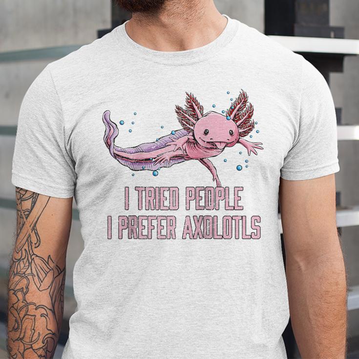 I Tried People I Prefer Axolotl Salamander Introvert Raglan Baseball Tee Unisex Jersey T-Shirt