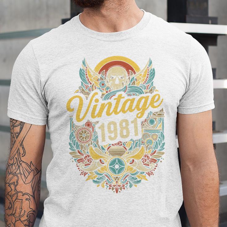 Vintage 1981 Retro Badge Nostalgia Eighties Compass Skull Premium Tri-Blend Unisex Jersey T-Shirt Vintage 1981 Retro Badge Nostalgia Eighties Compass Skull Premium Tri-Blend Unisex Jersey T-Shirt