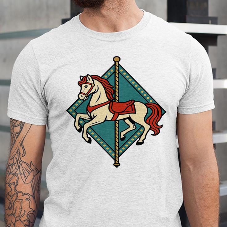 Vintage Carousel Horse Merry Go Round Nostalgia Art Premium Unisex Jersey T-Shirt