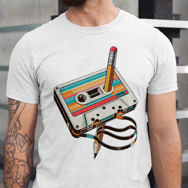 Vintage Cassette Tape And Pencil Nostalgia Party 70s 80s 90s Premium Unisex Jersey T-Shirt Vintage Cassette Tape And Pencil Nostalgia Party 70s 80s 90s Premium Unisex Jersey T-Shirt