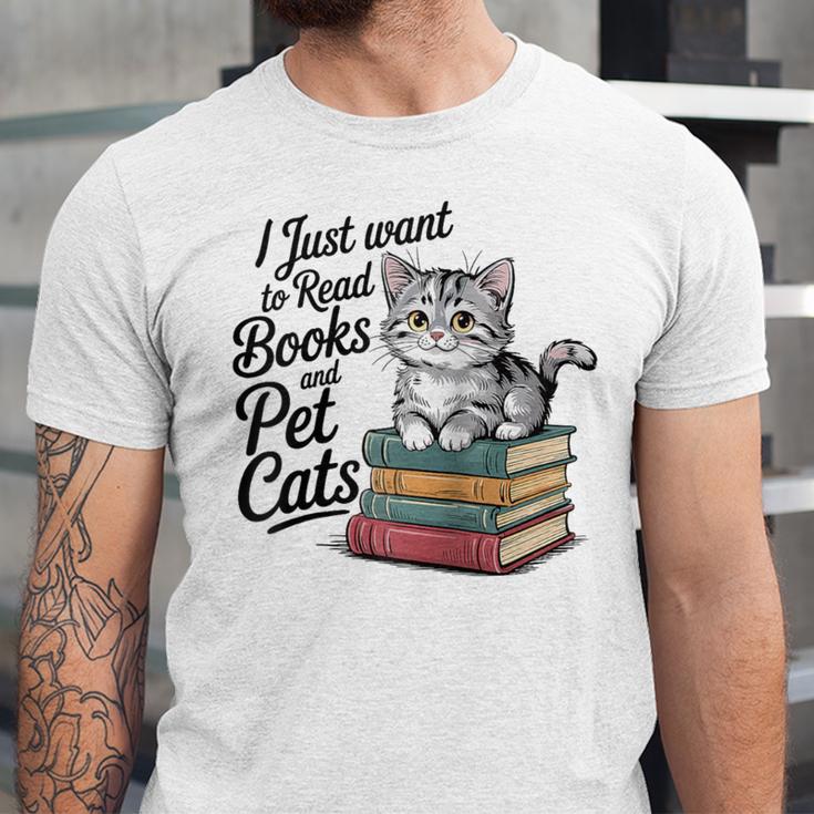 Vintage I Just Want To Read Books And Pet Cats Cat Raglan Baseball Tee Unisex Jersey T-Shirt