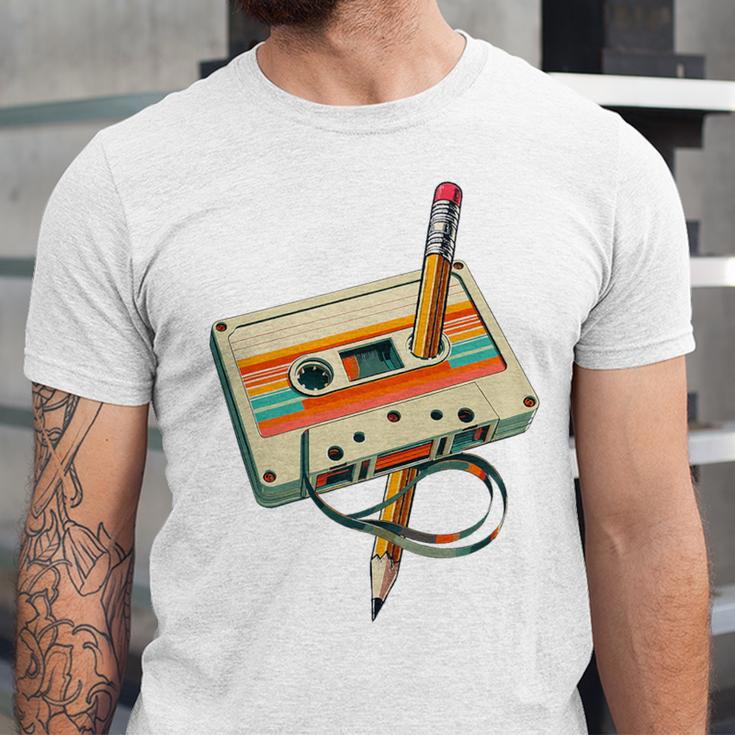 Vintage Pencil Rewind Cassette Tape Nostalgia Party 80s 90s Premium Unisex Jersey T-Shirt
