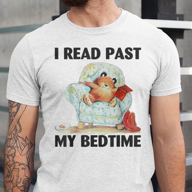 Vintage I Read Past My Bedtime Cute Sleeping Bear Book Lover Unisex Jersey T-Shirt