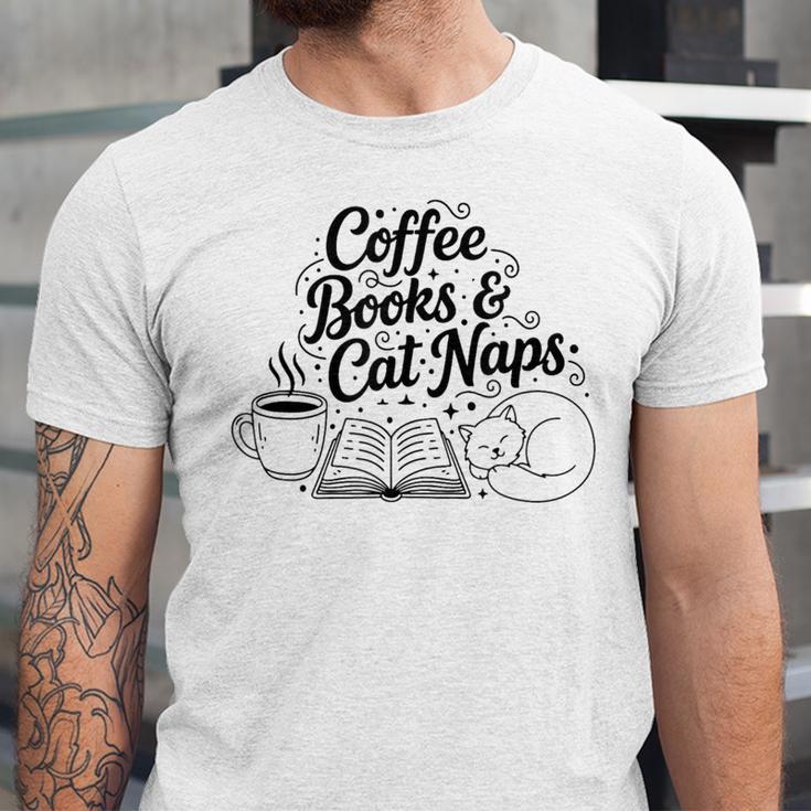 Vintage Retro Coffee Books & Cat Naps Unisex Jersey T-Shirt Vintage Retro Coffee Books & Cat Naps Unisex Jersey T-Shirt