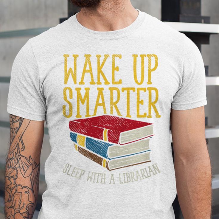 Wake Up Smarter Librarian Book Stack Premium Tri-Blend Unisex Jersey T-Shirt