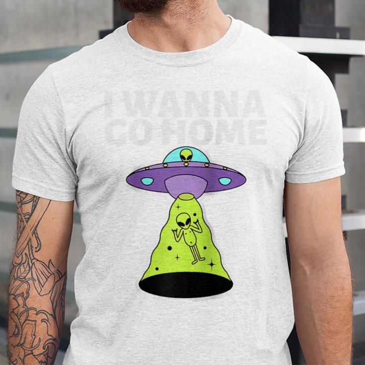 I Wanna Go Home Introvert UFO UAP Flying Saucer Trippy Alien Raglan Baseball Tee Unisex Jersey T-Shirt