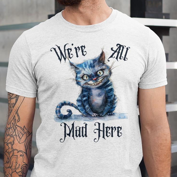 We'Re All Mad Here Cheshire Cat Alice Wonderland Book Kids Unisex Jersey T-Shirt