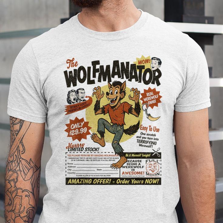 Werewolf Wolfmanator Nostalgia Vintage Halloween Unisex Jersey T-Shirt Werewolf Wolfmanator Nostalgia Vintage Halloween Unisex Jersey T-Shirt