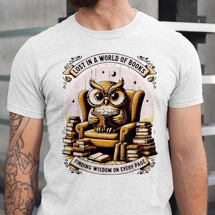 Wise Owl Reading Books Unisex Jersey T-Shirt